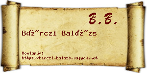 Bérczi Balázs névjegykártya